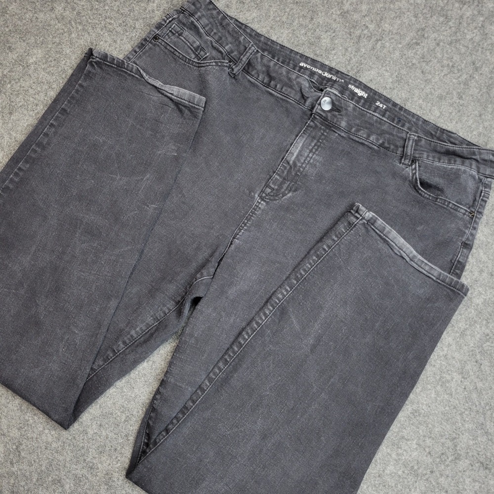 Avenue Jeans Womens 24 Tall Black‎ Denim Dark Wash Boho Streetwear Straight Leg